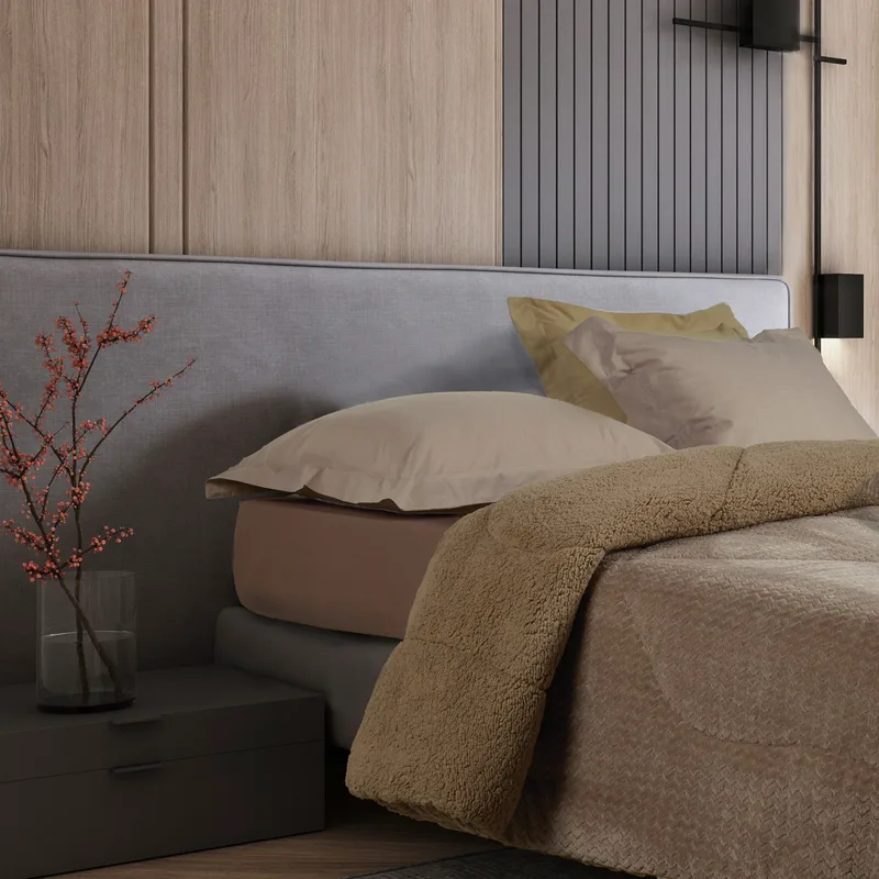 Κουβερτοπάπλωμα Υπέρδιπλο με Γούνα Sherpa Das Home 1367 Taupe 220x240