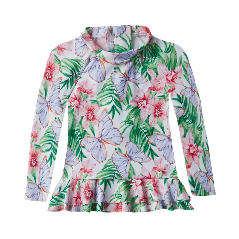 GIRL'S RASHGUARD RUFFLED BUTTERFLIES