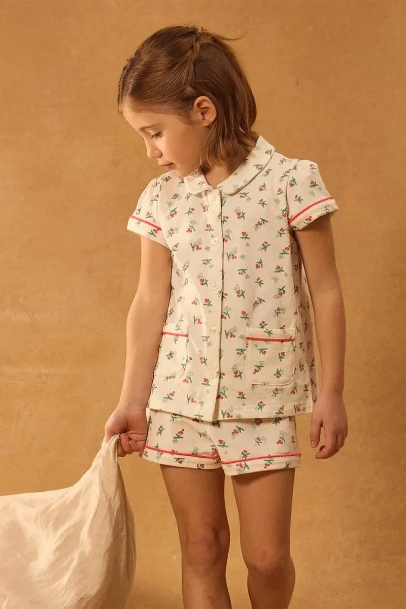 DPAM σετ παιδικές πιτζάμες για κορίτσια "Vintage Cherries" - 376274 Λευκό