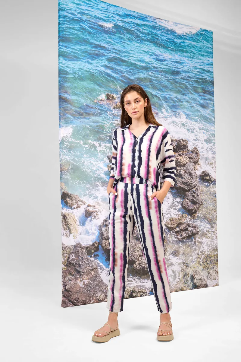 Orsay γυναικείο παντελόνι με tie-dye print - 352279-044000 Εκρού