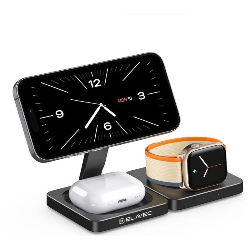 Blavec 3in1 MagSafe Wireless Charging Folding Station Black (BQI-02)