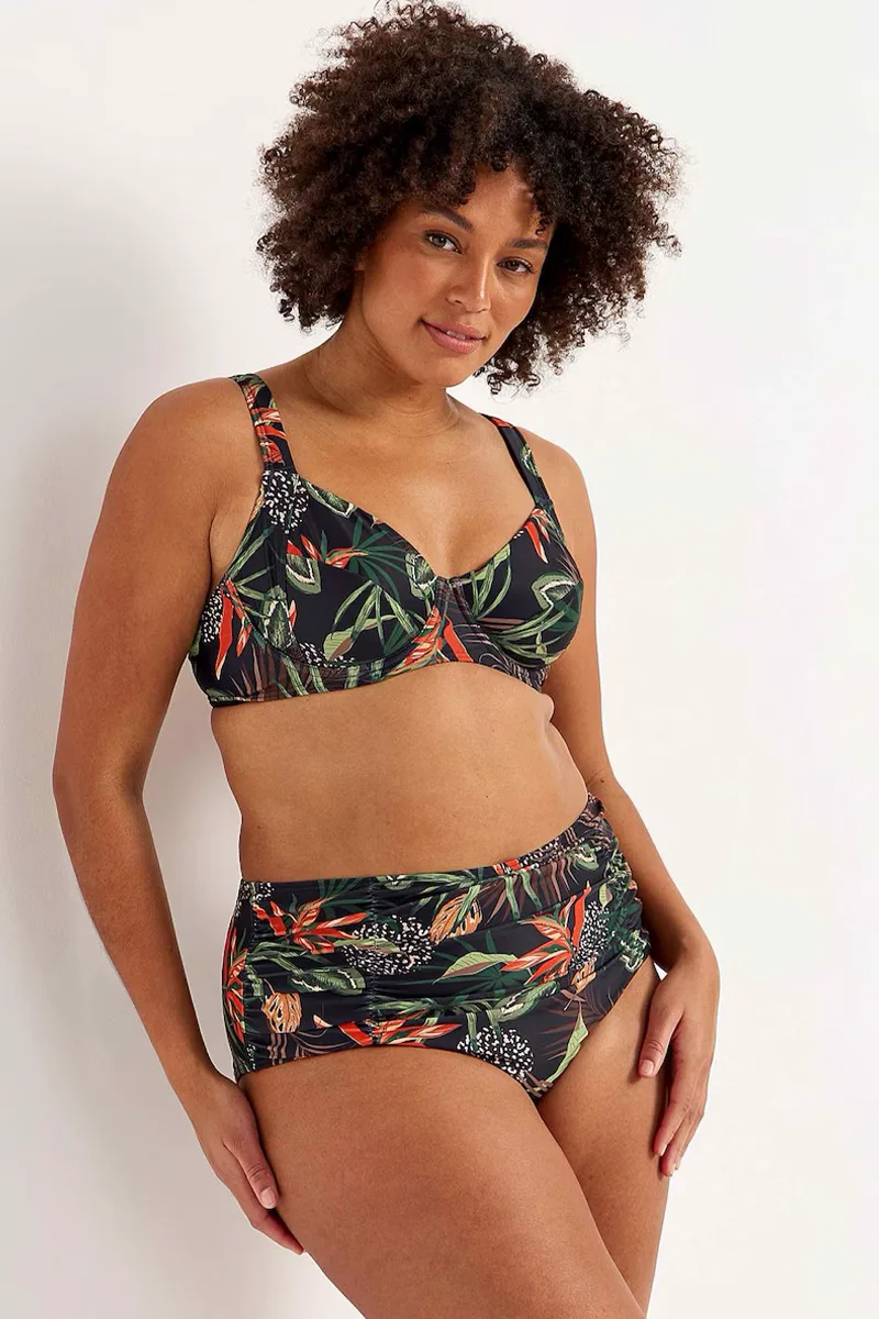 Bikini top με μπανέλα σε tropical print plus size