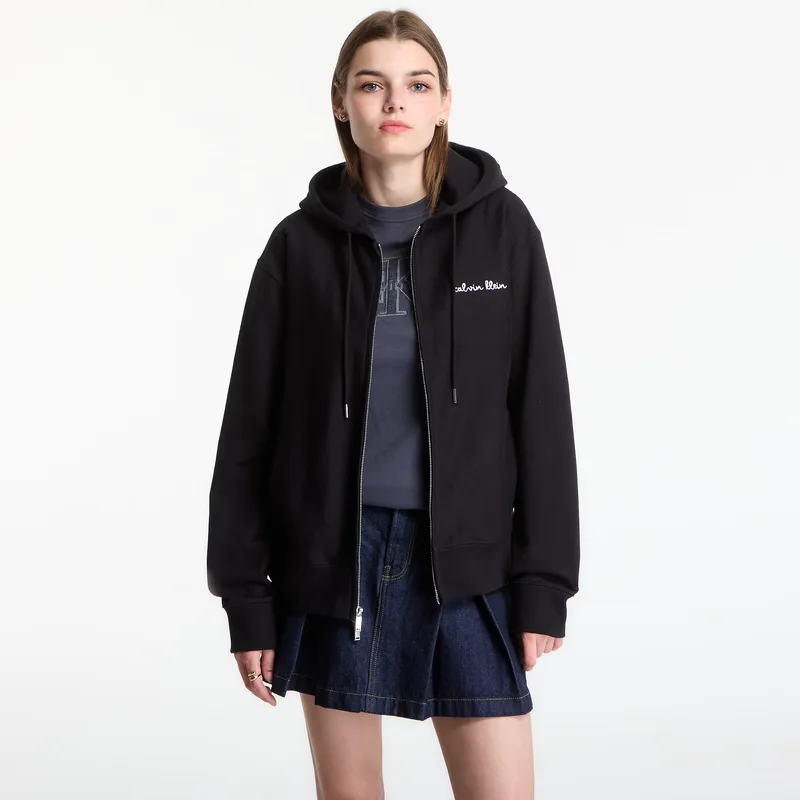 Φούτερ Calvin Klein LS Prm Tery Script FZ Hoodie Black XL