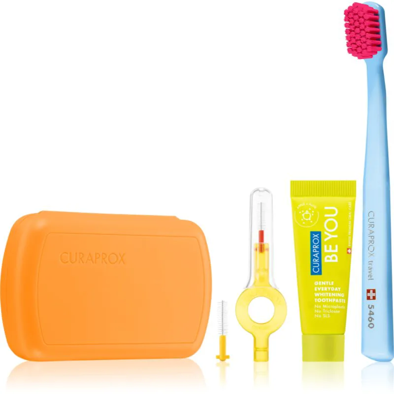 Curaprox Travel Set ταξιδιωτικό σετ σε δόντια, γλώσσα και ούλα Πορτοκαλί