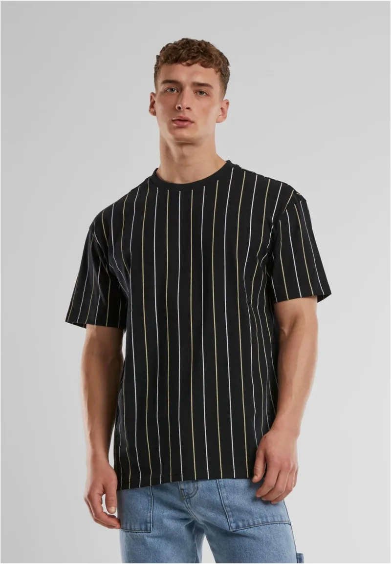 Printed Pinstripe Tee Urban Classics TB7311-19929 black/white/paleyellow