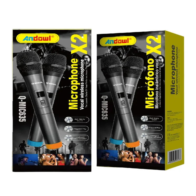 Andowl Ασύρματο Μικρόφωνο Karaoke Q-MIC635 σε Μαύρο Χρώμα