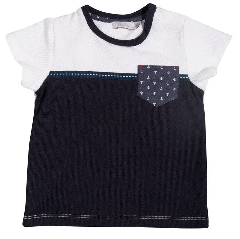T-SHIRT PATACHOU 2433360 ΛΕΥΚΟ/ΣΚΟΥΡΟ ΜΠΛΕ (86ΕΚ.)-(12-18 ΜΗΝΩΝ)