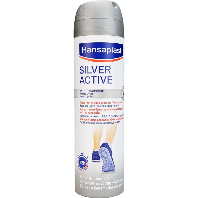 Hansaplast Silver Active Ανθιδρωτικό Spray Ποδιών με Ιόντα Αργύρου με 72 Ώρες Δράση 150ml