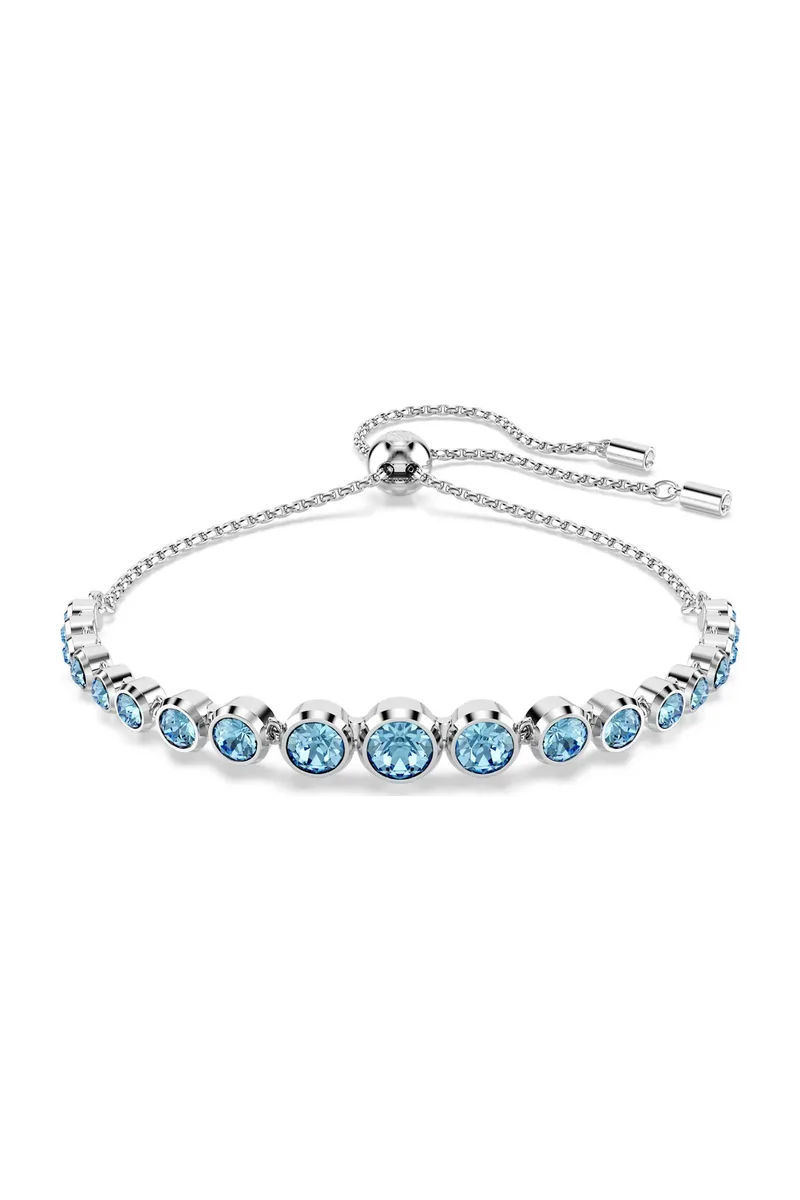 Swarovski γυναικείο βραχιόλι μικτές στρογγυλές κοπές, μπλε, επιμετάλλωση ροδίου "Tennis Imber" - 5719282