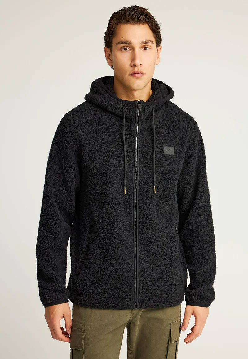 Relaxed fit fleece ζακέτα φούτερ με τσέπες και φερμουάρ