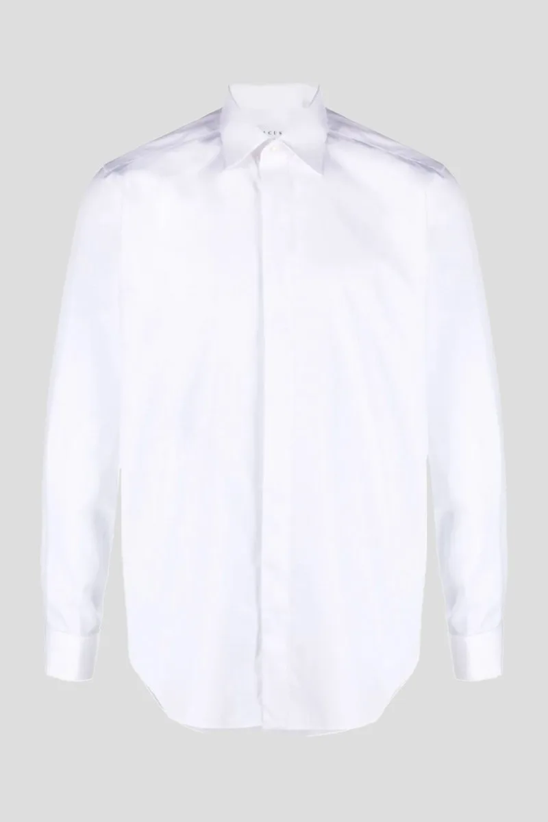 XACUS Ανδρικό Λευκό Compact Cotton Satin Shirt