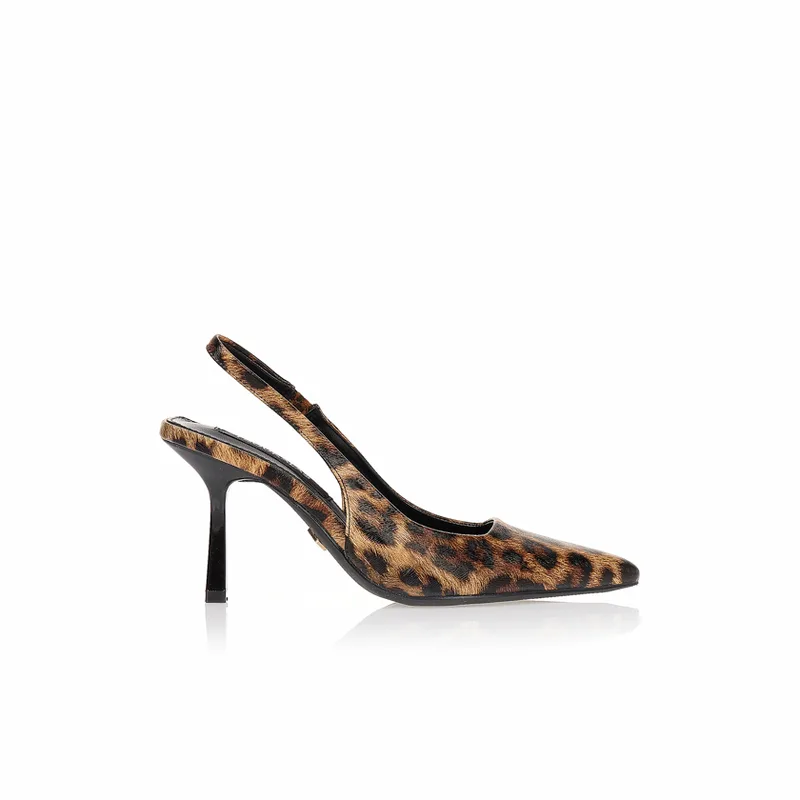 Γόβες TSOUKALAS slingback animal print ΛΕΟΠΑΡ