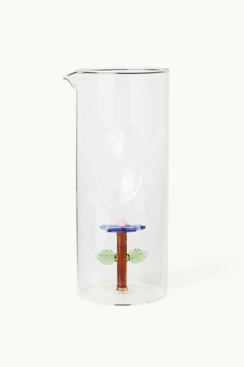 Coincasa γυάλινη κανάτα με σχέδιο λουλούδι 22 x 9 cm - 006813413 Διάφανο