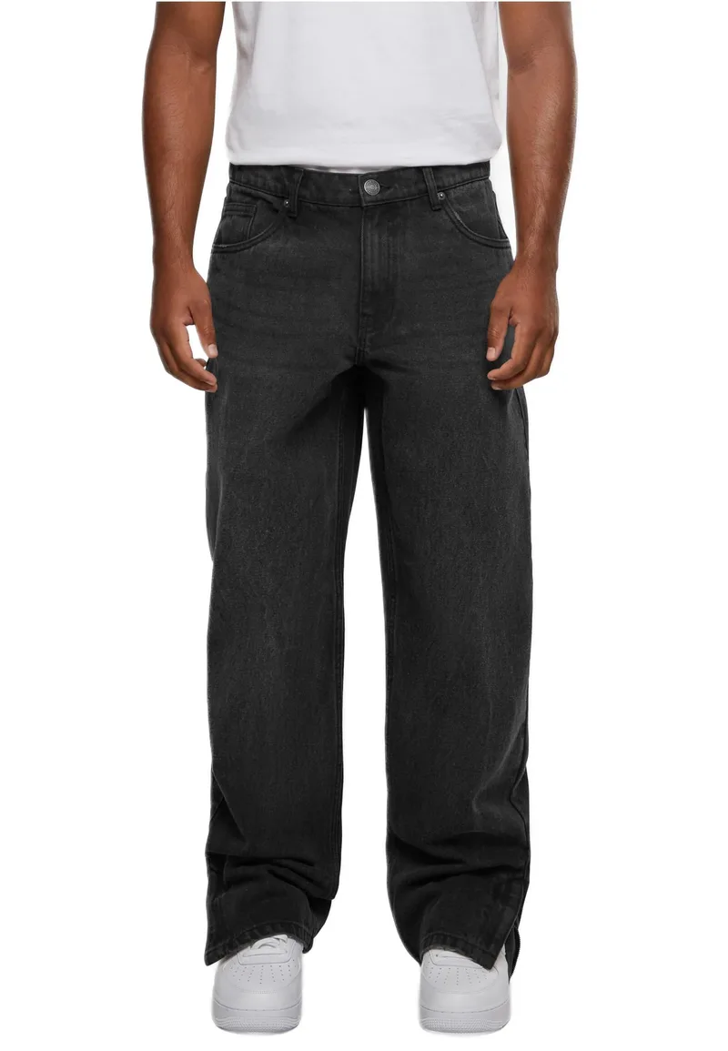 Heavy Ounce Straight Fit Zipped Jeans Urban Classics TB6640-00709 black washed