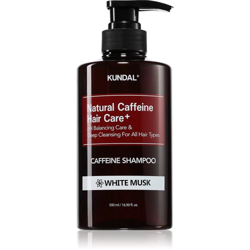 KUNDAL Caffeine Shampoo White Musk φυσικό σαμπουάν ενάντια στη τριχόπτωση 500 ml