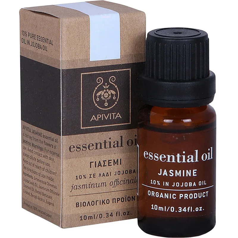 Apivita Jasmine & 10% Jojoba Essential Oil Πολυχρηστικό Αιθέριο Έλαιο Αρωματοθεραπείας με Γιασεμί & 10% Διάλυμα σε Λάδι Jojoba Κατάλληλο για την Ευεξία του Οργανισμού 10ml