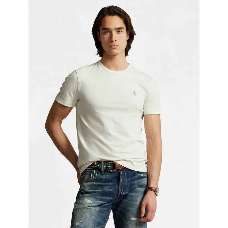 Polo Ralph Lauren T-Shirt 710671438350 Εκρού Custom Slim Fit
