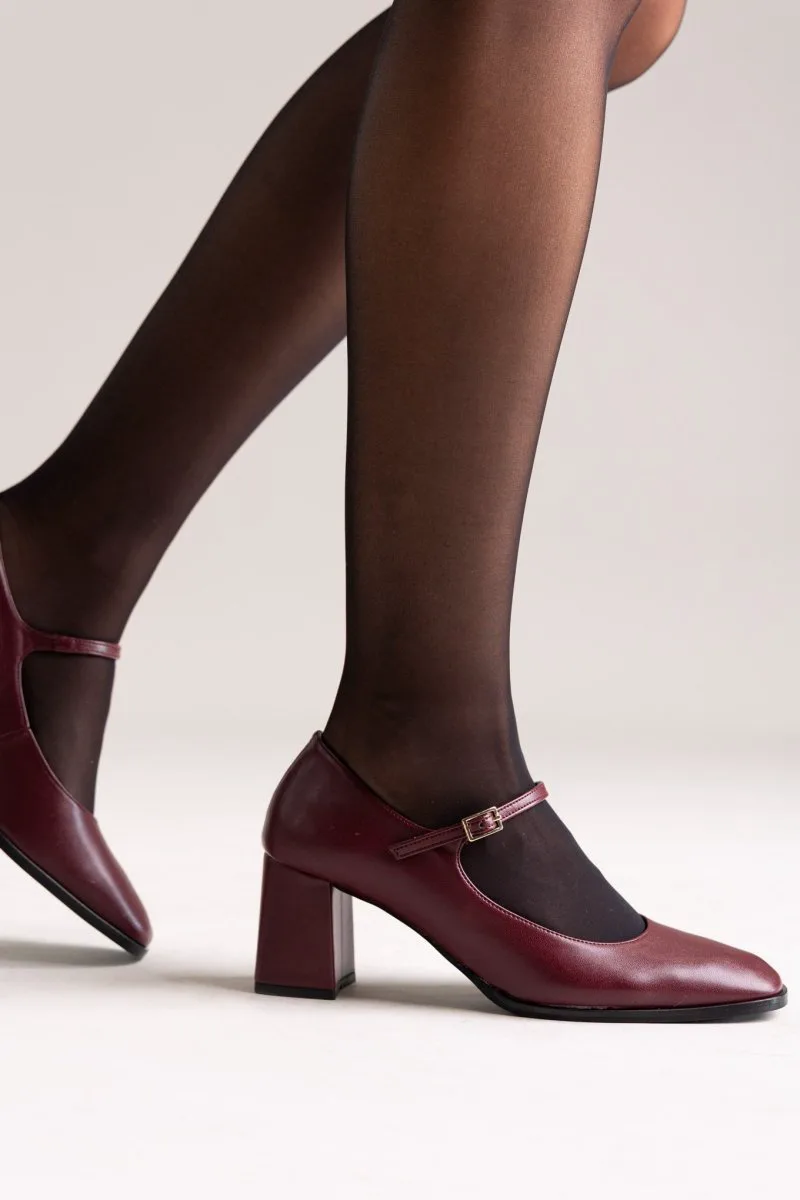 TFP Block Heel Mary Jane Pumps - 320 - Bordeaux Matte