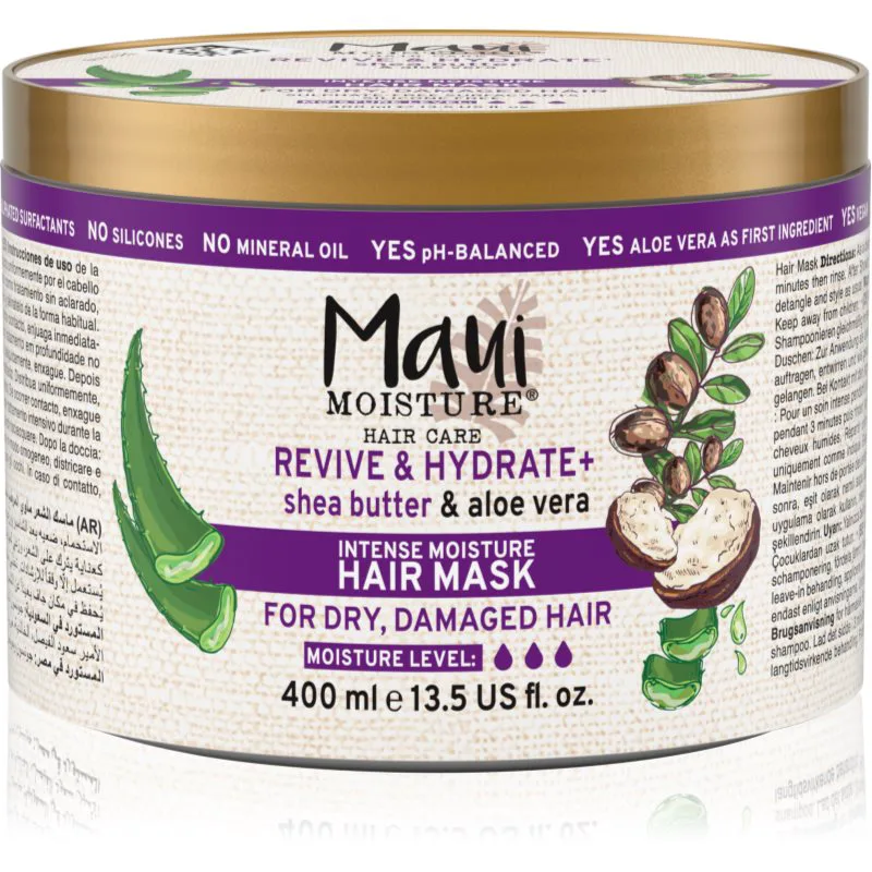Maui Moisture Revive & Hydrate + Shea Butter & Aloe Vera ενυδατική και θρεπτική μάσκα για τα μαλλιά 400 ml