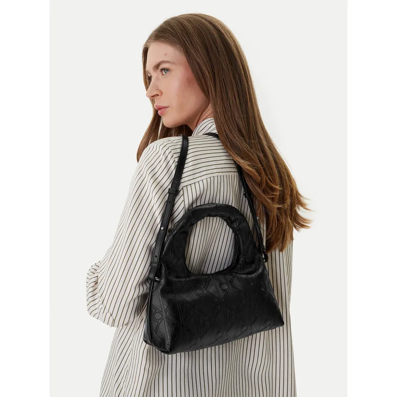 Τσάντα Calvin Klein Emblem Aop Puffer Bag With Strap LV04F3200G Μαύρο