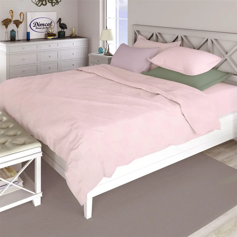 Κουβέρτα Πικέ Μονή Dimcol 165x250 Ροζ