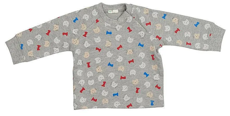 ΜΑΚΡΥΜΑΝΙΚΗ ΜΠΛΟΥΖΑ BENETTON PLAYTIME ΓΚΡΙ (62 CM)-(3-6 ΜΗΝΩΝ)