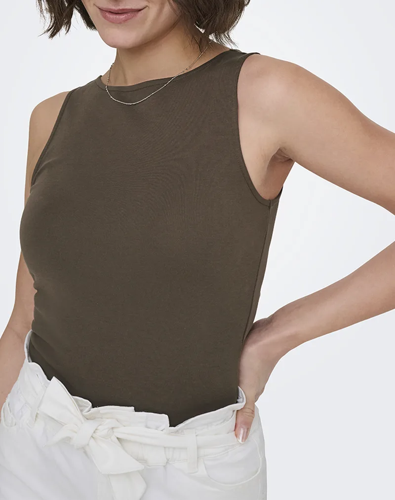 ONLY ONLMALIA S/L TOP BOX JRS 15374843-Chocolate MartiniBoatneck Chocolate