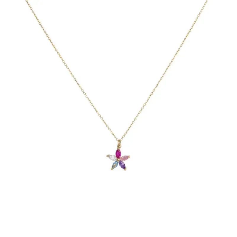 Χρυσό γυναικείο κολιέ Κ9 multicolor flower 046250 046250 Χρυσός 9 Καράτια