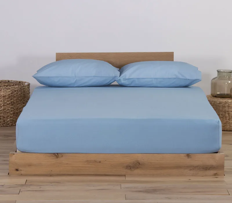 Σεντόνι King Size με Λάστιχο Nef-Nef Jersey L.Blue 180x200+35