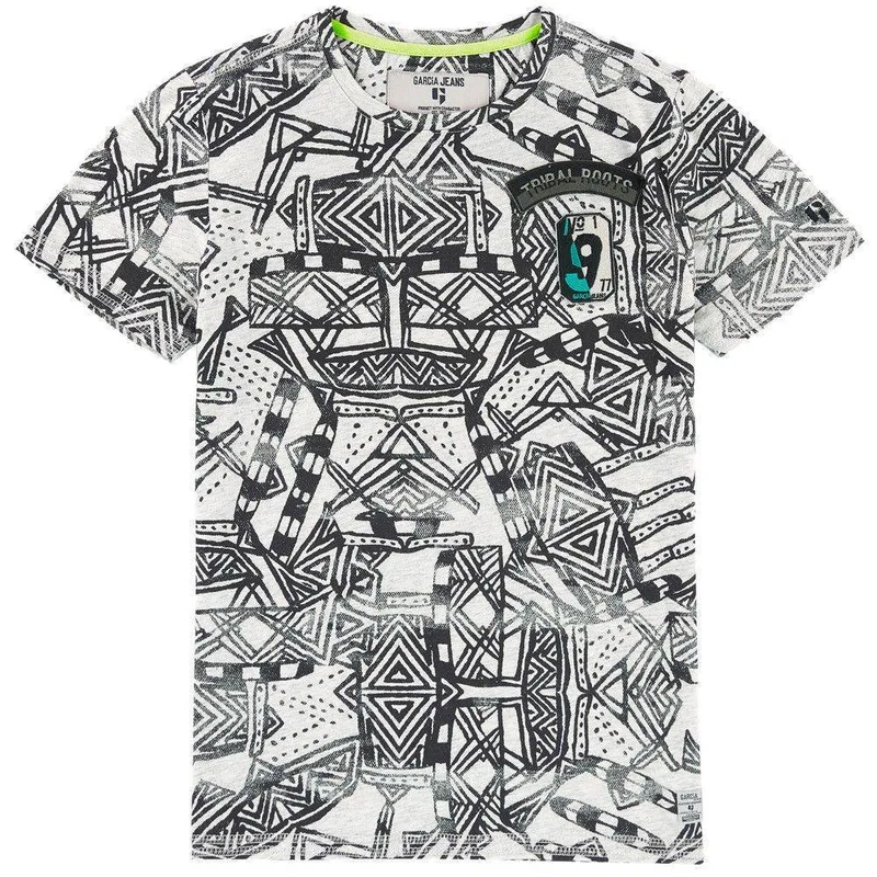 T-SHIRT GARCIA JEANS N83608-342 BLACK - HEATHER GREY-ΓΚΡΙ ΑΝΟΙΧΤΟ (176ΕΚ.)-(16ΕΤΩΝ)