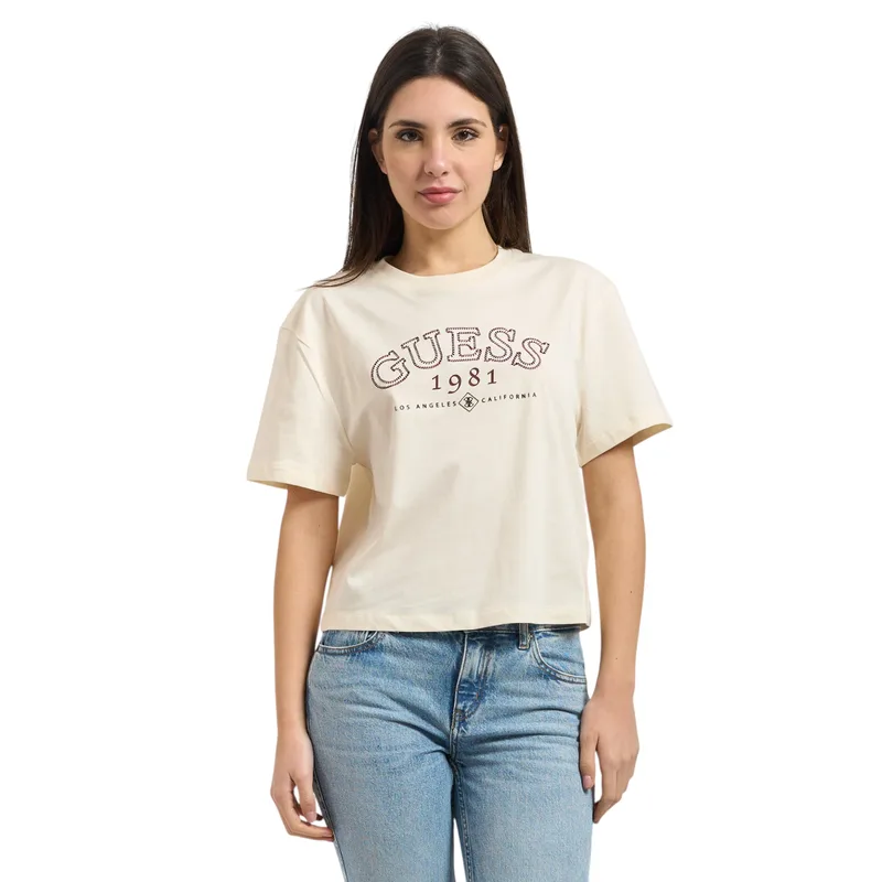 Guess Γυναικείο Boxy T-Shirt Arianna V6GI04K2965-G047 Εκρού