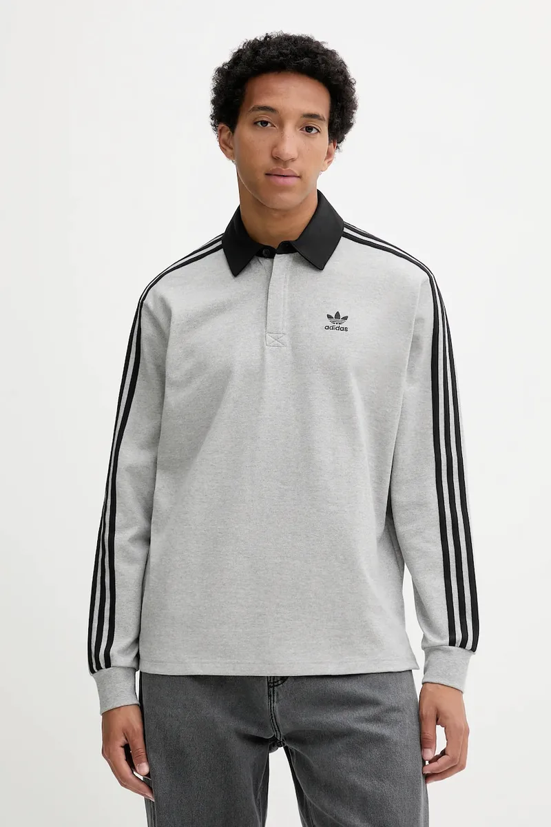Βαμβακερή μπλούζα με μακριά μανίκια adidas Originals Rugby Polo