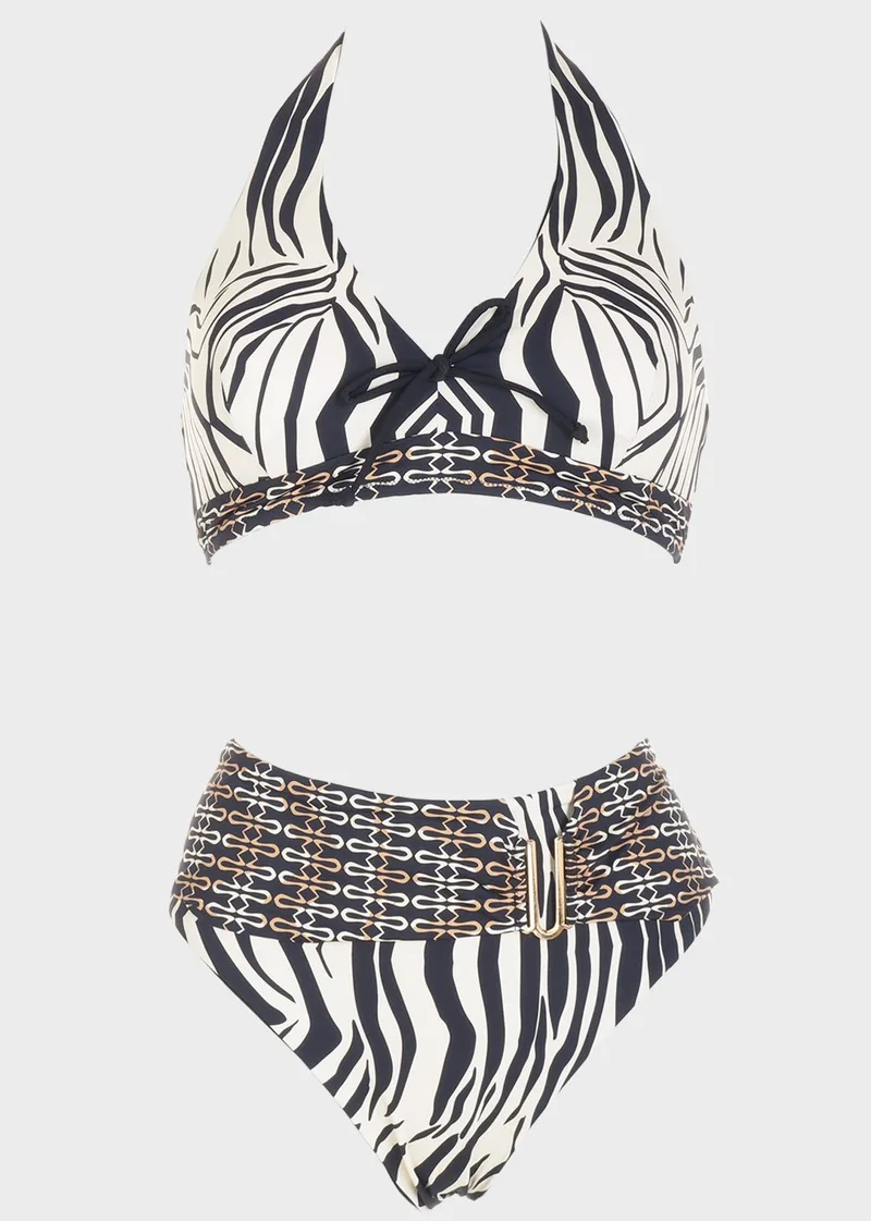 Σετ bikini τρίγωνο δετό animal print. Καλύπτει C Cup ANIMAL
