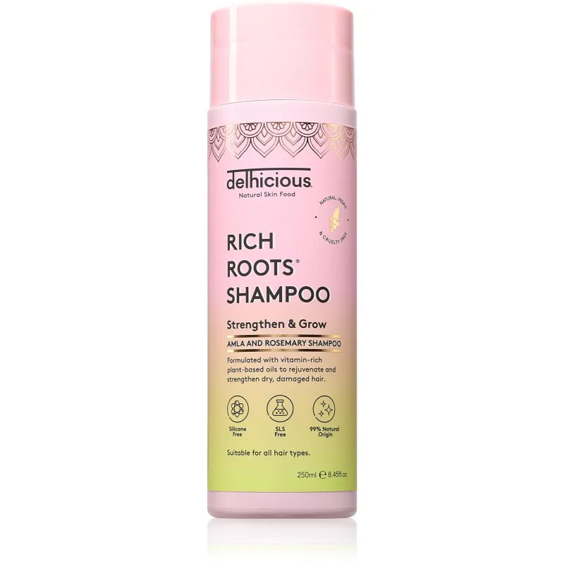 delhicious RICH ROOTS Strengthen & Moisturise Shampoo δυναμωτικό σαμπουάν με ενυδατικό αποτέλεσμα 250 ml