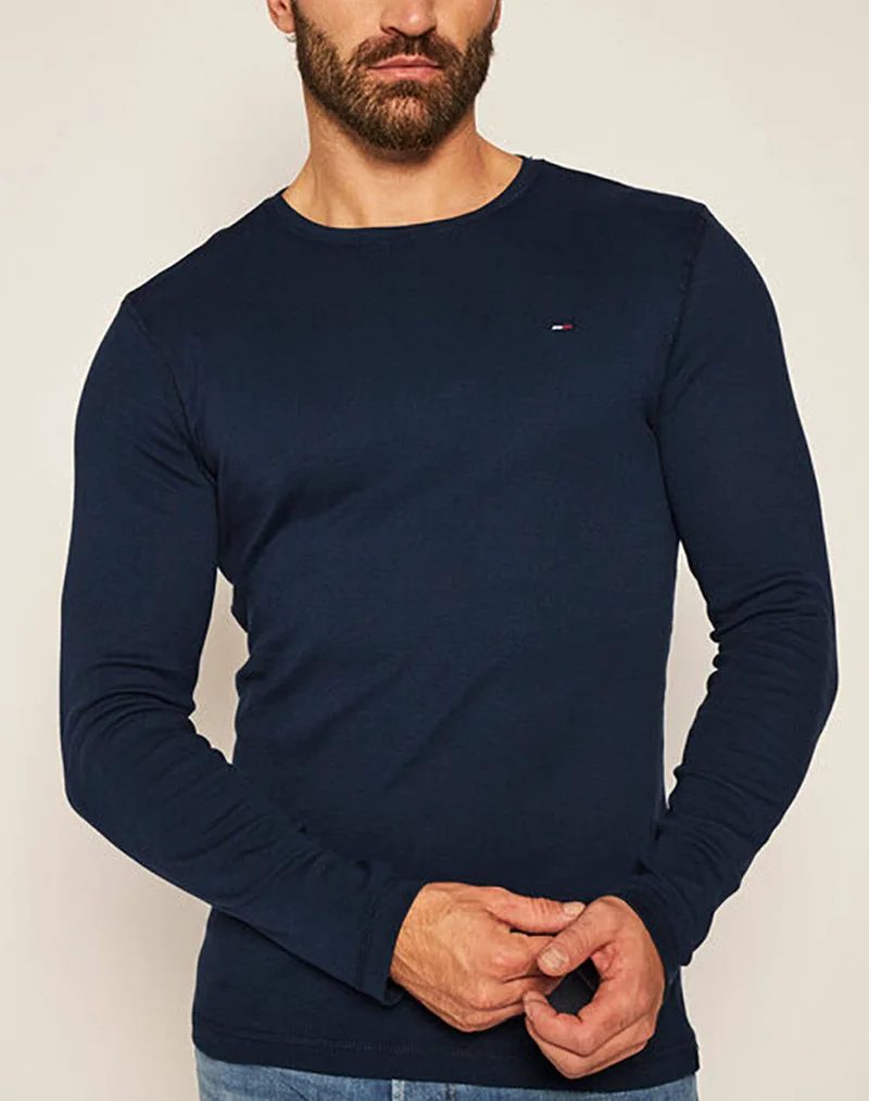 TOMMY JEANS ΜΠΛΟΥΖΑ ΑΝΤΡΙΚΗ TJM ORIGINAL RIB LONGSLEEVE TEE DM0DM04409-002 DarkBlue