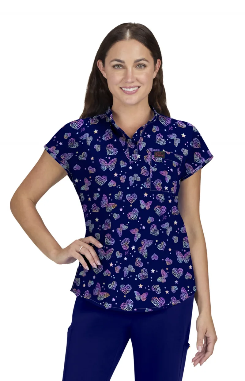 Μπλούζα Γυναικεία Υγειονομικών KOI™ USA Butterfly Aura Navy