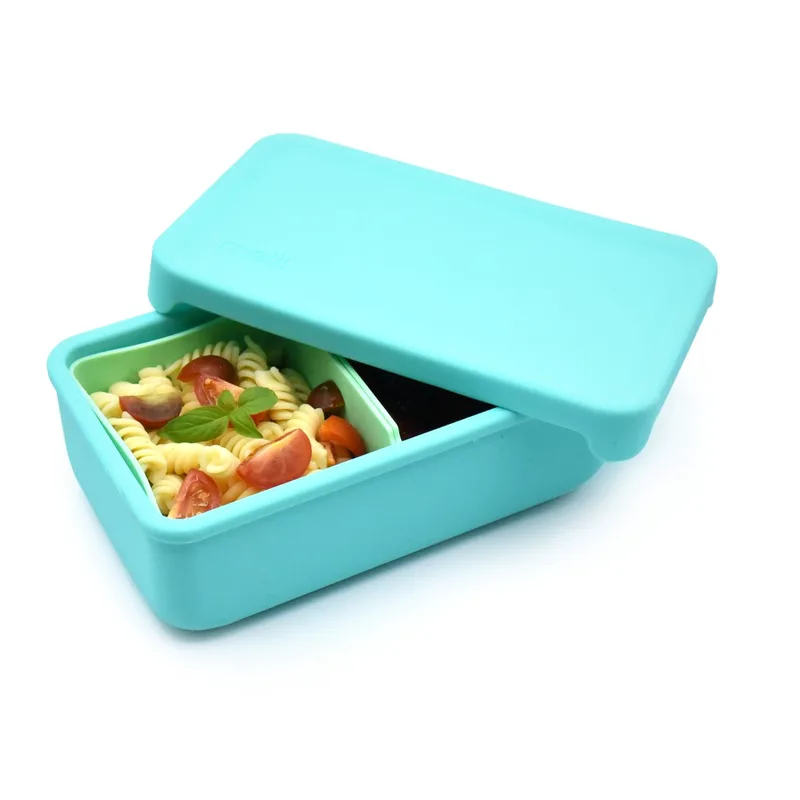 Φαγητοδοχείο Σιλικόνης Με 2 Χωρίσματα Bento Blue/Mint 700ml Melii MEL22310 (Υλικό: Σιλικόνη, Χρώμα: Μπλε) - Melii - MEL22310