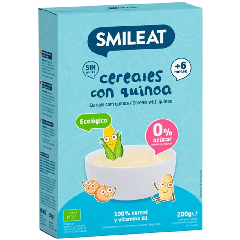 Smileat Organic Cereals with Quinoa 6m+ Βιολογική Βρεφική Κρέμα Δημητριακών με Κινόα Χωρίς Γλουτένη, Κατάλληλη από τον 6ο Μήνα 200g