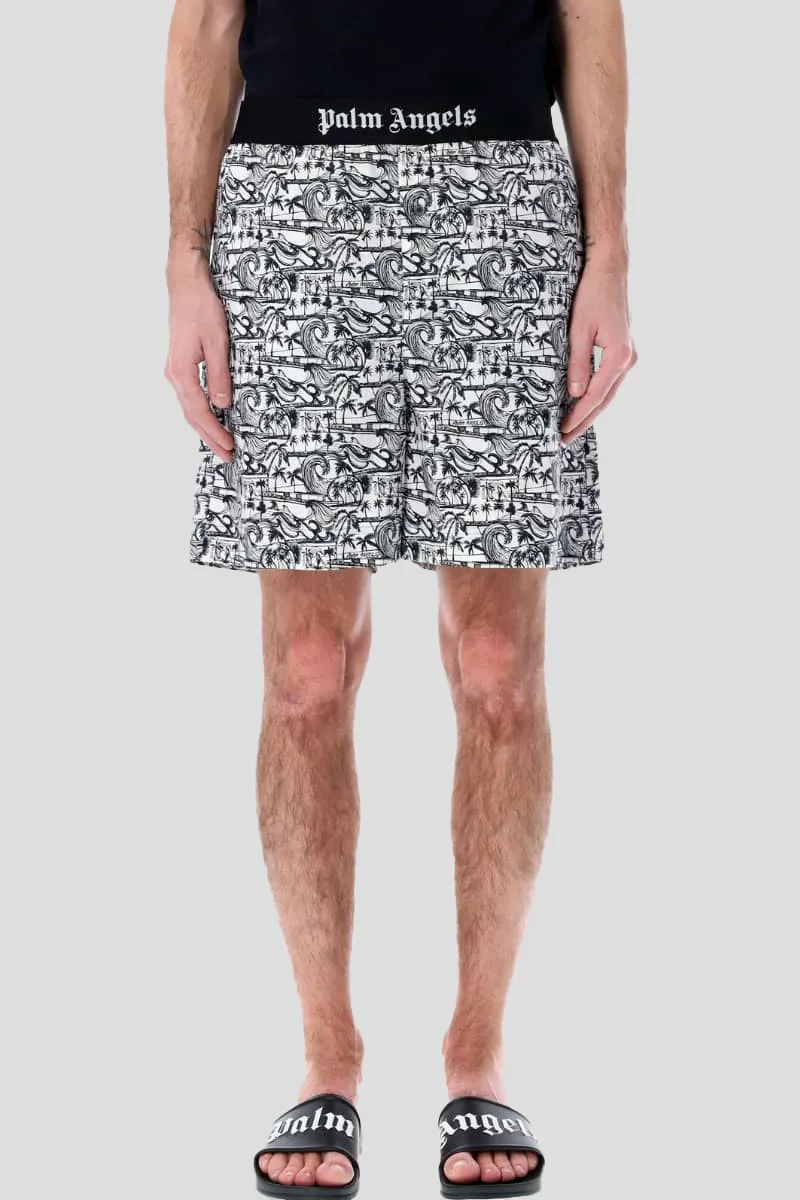 PALM ANGELS Ανδρικό Μαύρο Easy Grammic Waves Easy Shorts