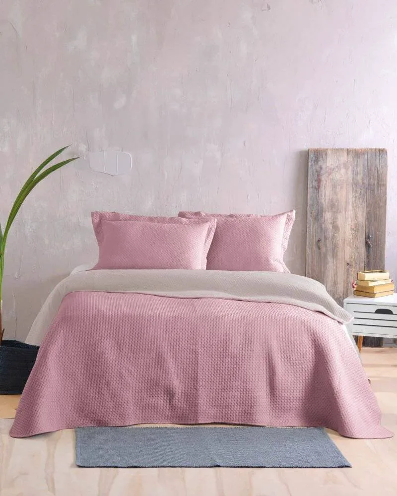 ΣΕΤ ΚΟΥΒΕΡΛΙ ΜΕ ΜΑΞΙΛΑΡΟΘΗΚΕΣ KING SIZE RYTHMOS ALLURE MICROFIBER ΣΑΠΙΟ ΜΗΛΟ-ΜΠΕΖ (240CMX250CM)