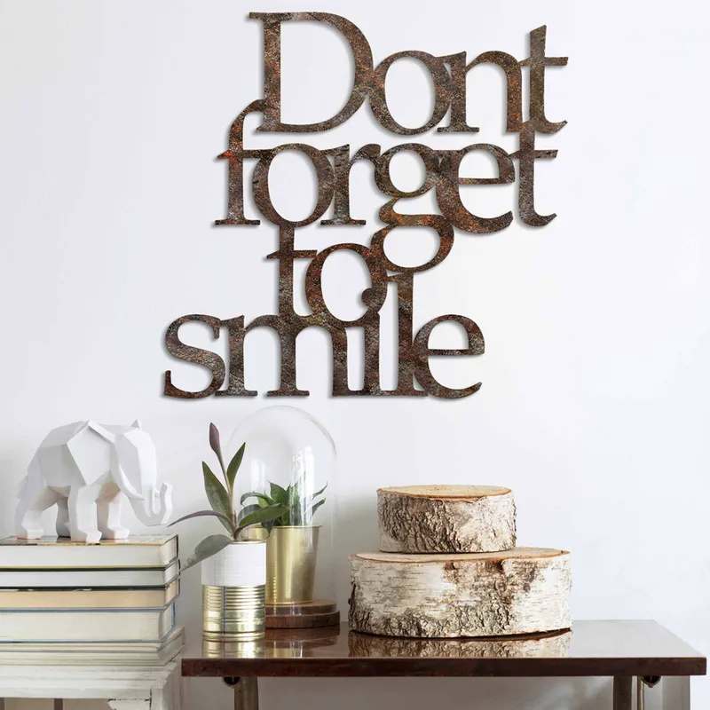 Μεταλλικό Διακοσμητικό Τοίχου Rusty Dont Forget For Smile 891Tnl3772 67x70 cm