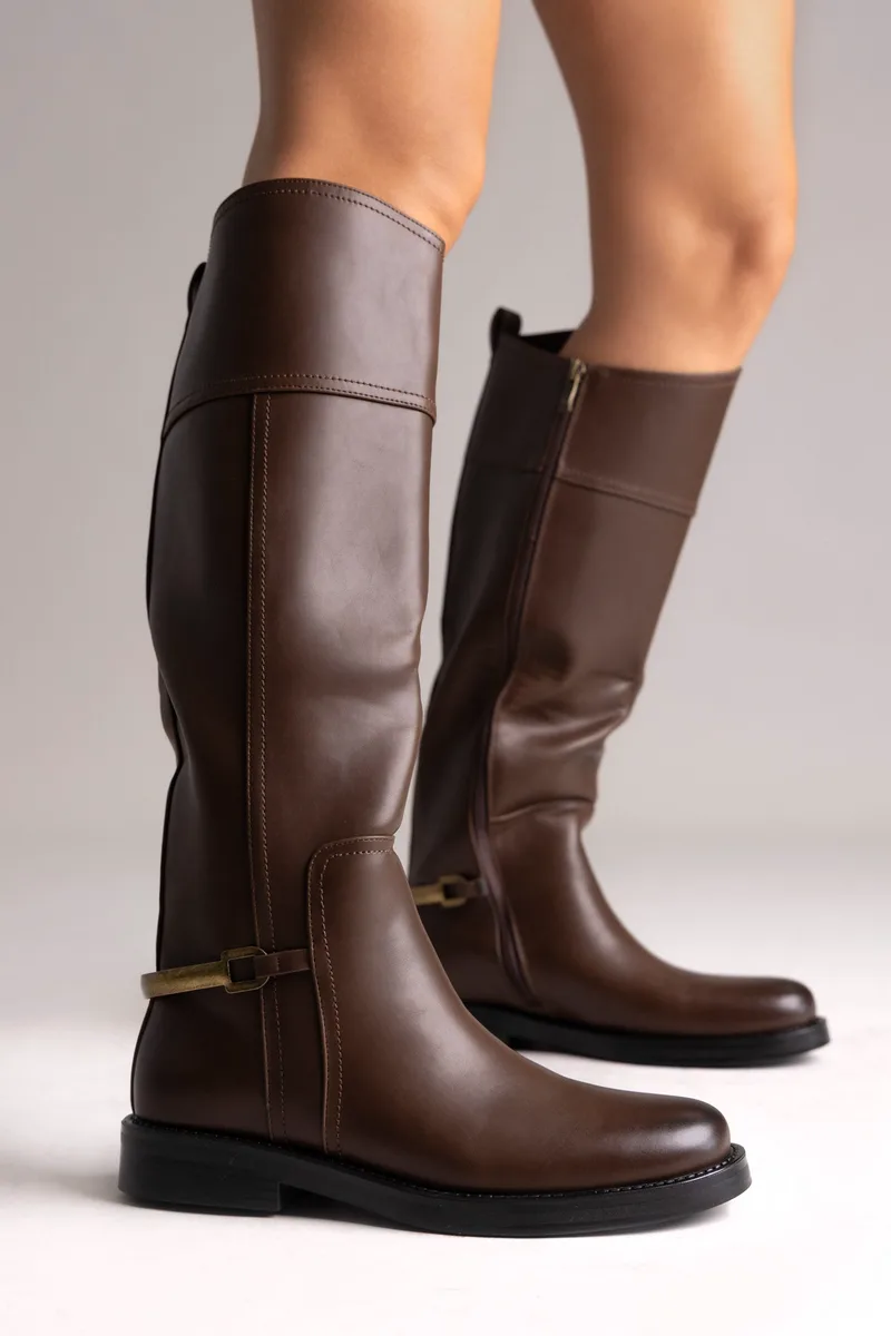 Stephan Riding Boots Zip Closure - C-363 - Brown Matte