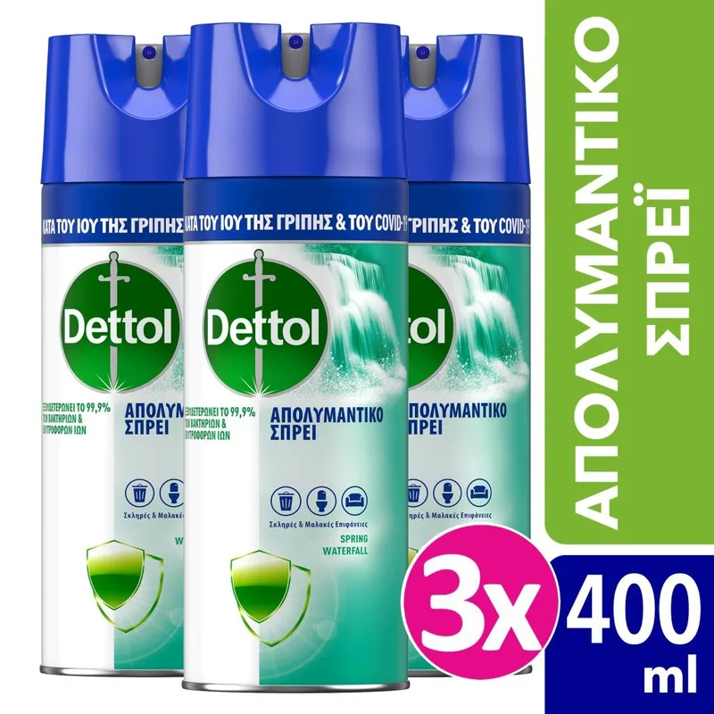 Dettol Απολυμαντικό Spray Spring Waterfall 400ml*3