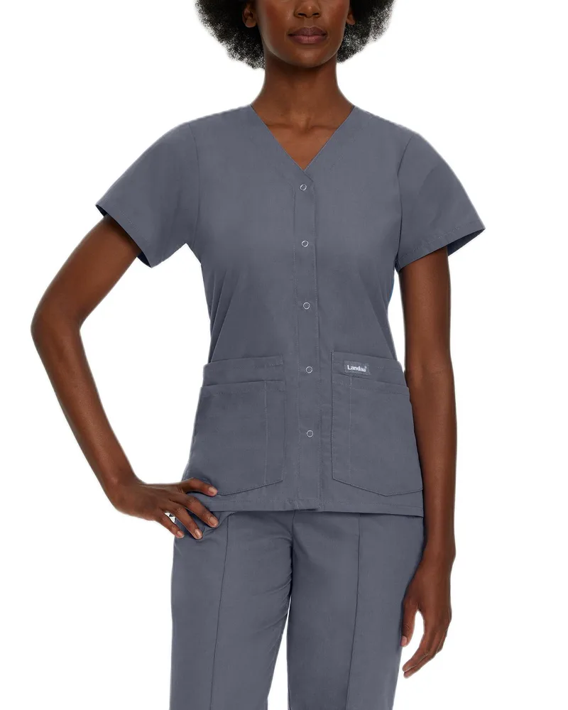 Μπλούζα Γυναικεία Yγειονομικών LANDAU Essentials 4-Pocket V-Neck Steel Grey