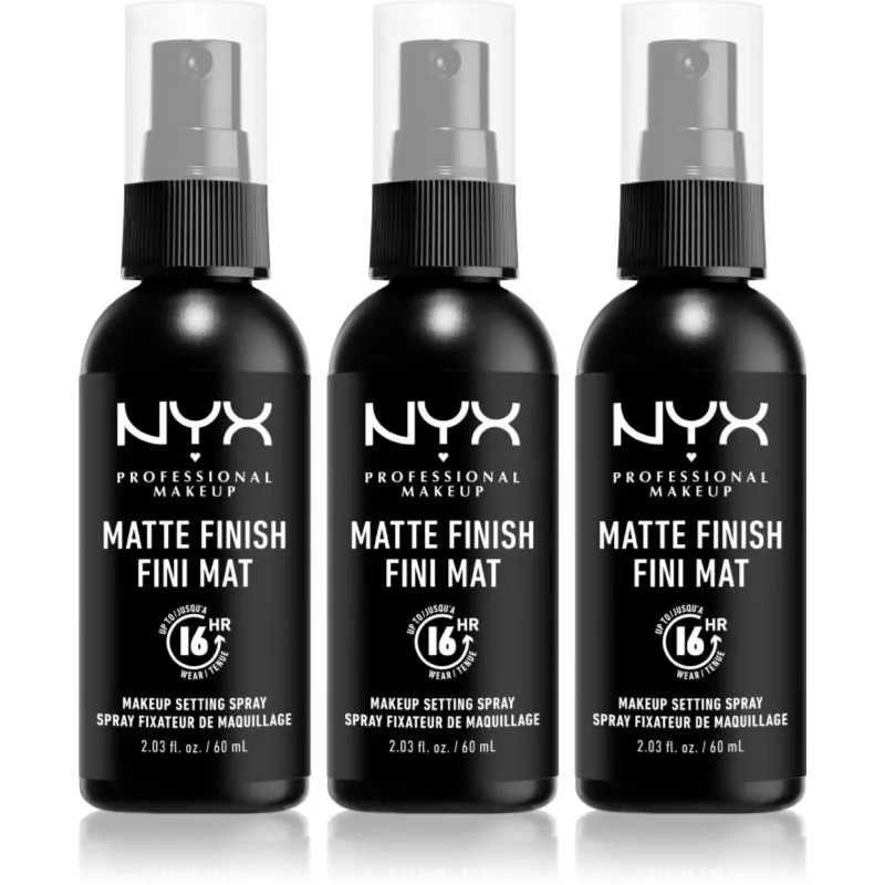 NYX Professional Makeup Makeup Setting Spray Matte σταθεροποιητικό σπρέι 3x60 ml