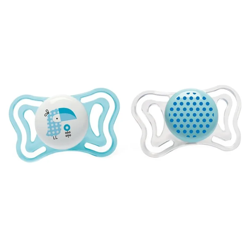Chicco Silicone Soother Physio Forma Light 2-6m Ελαφριά Πιπίλα Σιλικόνης από 2 Έως 6 Μηνών 2 Τεμάχια - Γαλάζιο/ Διάφανο