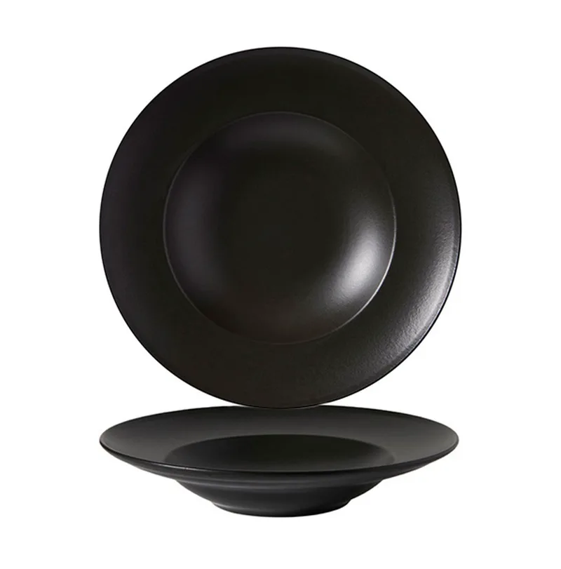 Gural Πιάτο Βαθύ Σπαγγέτι Πορσελάνης Bodrum Matt Black 26cm