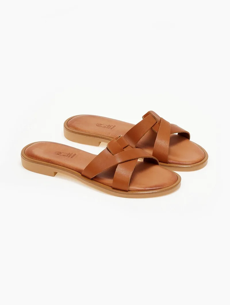 Estil Leather Flat Sandals - 1014 - Tan