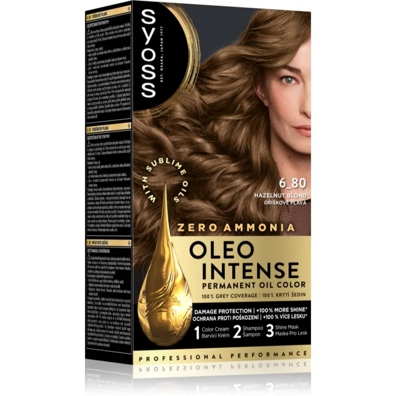 Syoss Oleo Intense μόνιμη βαφή μαλλιών με έλαιο απόχρωση 6-80 Hazelnut Blond 1 τμχ