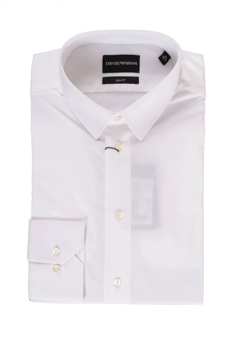 EMPORIO ARMANI ΠΟΥΚΑΜΙΣΟ SLIM FIT ΛΕΥΚΟ